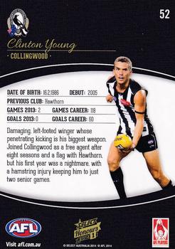2014 Select AFL Honours Series 1 #52 Clinton Young Back